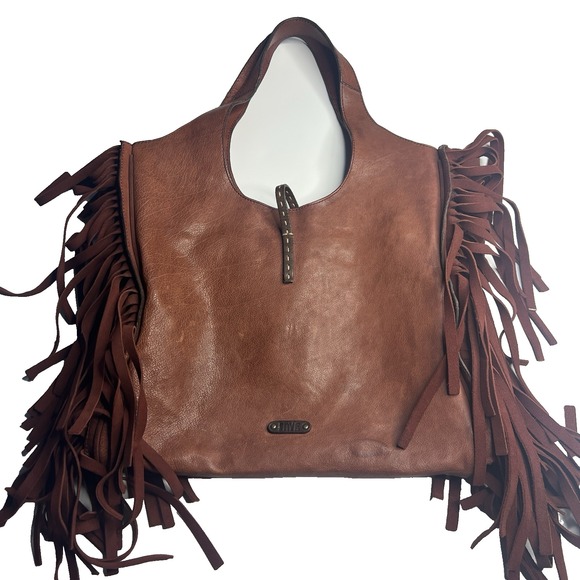 Frye Women Farrah Fringe Red Leather Bag Western Purse Native Primitive Unique - Picture 1 of 15